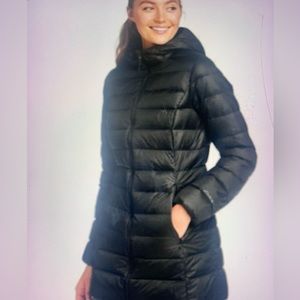 Eddie Bauer Down Filled Hooded Black Puffer Coat Size S